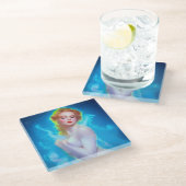 Ethereal Goddess Portrait - surreale Fantasie Glasuntersetzer (Schrägansicht)