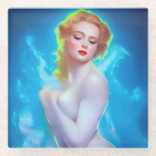 Ethereal Goddess Portrait - surreale Fantasie Glasuntersetzer (Vorderseite)