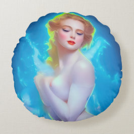 Ethereal Goddess Portrait - surreale Fantasie Rundes Kissen