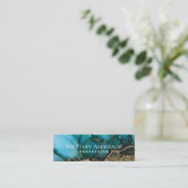 Ethereal Gold Black Aquamarine Abstrakte Custom Mini Visitenkarte (Stehend Vorderseite)