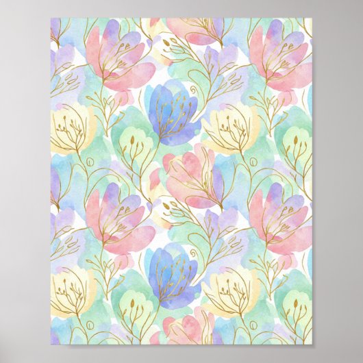 Ethereal Gold-Lined Florals Poster (Vorne)