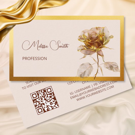 Ethereal Gold Rose Blume Visitenkarte