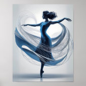 Ethereal Grace Blue Ballet Dancer in Motion Poster (Vorne)