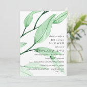 Ethereal Green | Brautparty Hochzeit mit Leafy Einladung (Stehend Vorderseite)