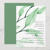Ethereal Green | Brautparty Hochzeit mit Leafy Einladung (Vorne/Hinten)
