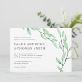 Ethereal Green | Chic Botanical Blätter Hochzeit Einladung (Stehend Vorderseite)