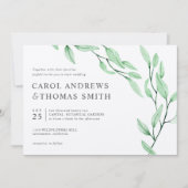 Ethereal Green | Chic Botanical Blätter Hochzeit Einladung (Vorderseite)