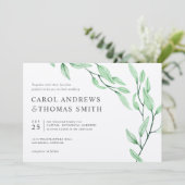Ethereal Green | Chic Botanical Blätter Hochzeit Einladung (Stehend Vorderseite)
