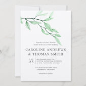 Ethereal Green | Chic Botanical Blätter Hochzeit Einladung (Vorderseite)