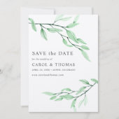 Ethereal Green | schick VERTICAL Save the Date Einladung (Vorderseite)