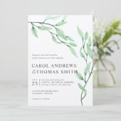 Ethereal Green | Vertikale botanische Blätter Hoch Einladung (Stehend Vorderseite)