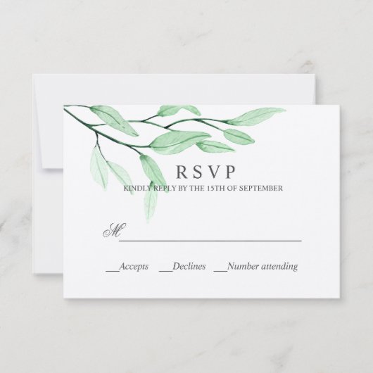 Ethereal Green | WEDING RESPONSE UAWG RSVP Karte (Vorderseite)