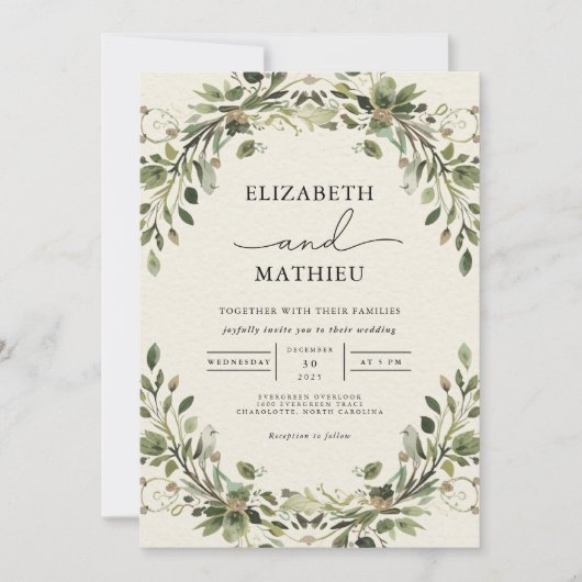 Ethereal Greenery Arch Wedding Einladung (Vorderseite)