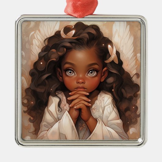 Ethereal Guardian Black Angel Segings Ornament Aus Metall (Vorne)