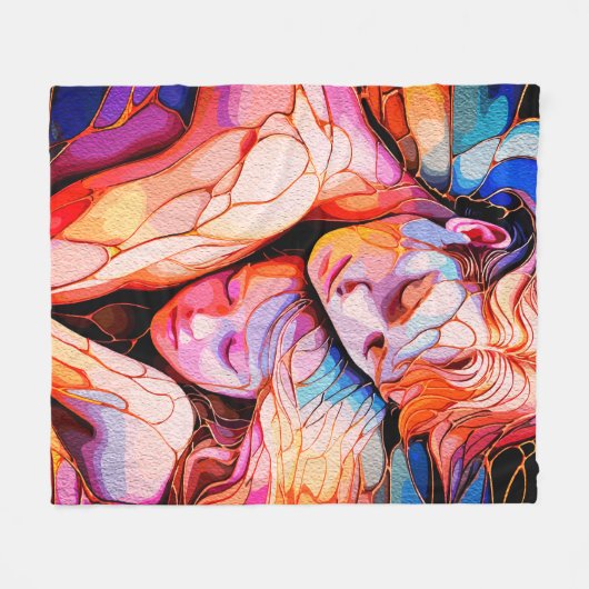 Ethereal Guardian Embrace - Fantasy Stected Glass Fleecedecke (Vorderseite (Horizontal))