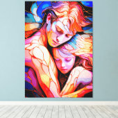 Ethereal Guardian Embrace - Fantasy Stected Glass Leinwanddruck (Insitu (Holzboden))