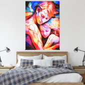 Ethereal Guardian Embrace - Fantasy Stected Glass Leinwanddruck (Insitu (Schlafzimmer))