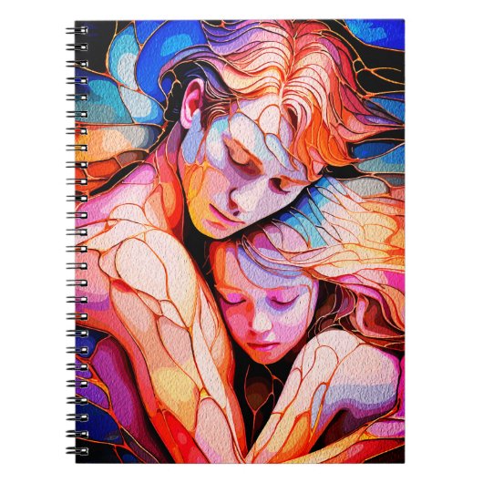 Ethereal Guardian Embrace - Fantasy Stected Glass Notizblock (Vorderseite)