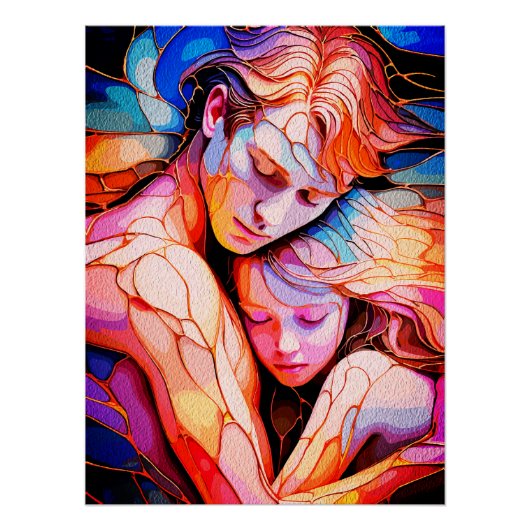Ethereal Guardian Embrace - Fantasy Stected Glass Poster (Vorderseite)