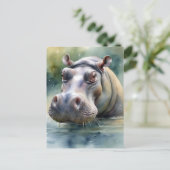 Ethereal Hippo Watercolor Postkarte (Stehend Vorderseite)