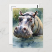 Ethereal Hippo Watercolor Postkarte (Vorne/Hinten)