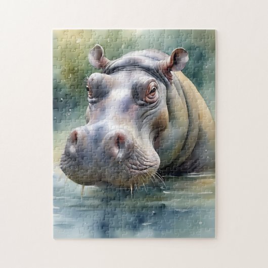 Ethereal Hippo Watercolor Puzzle (Vertikal)