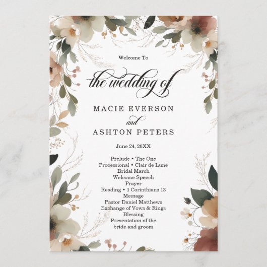 Ethereal Hochzeitsfeier Programm (Vorderseite)