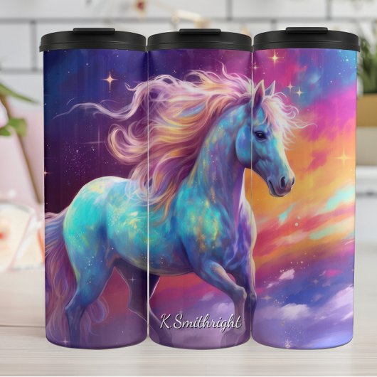 Ethereal Horse Pink Mane Stars Thermosbecher