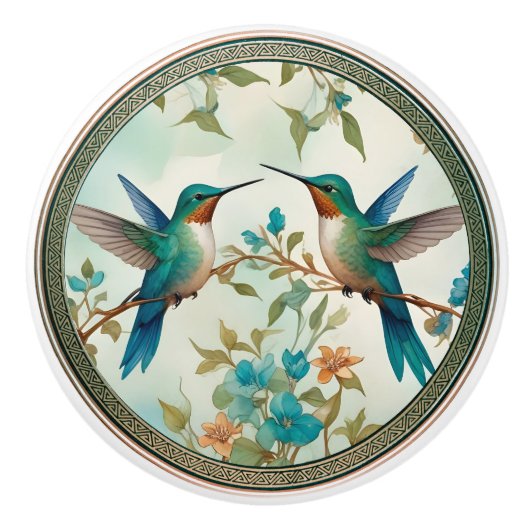 Ethereal Hummingbird Dance Keramik Knob Pull Keramikknauf (Vorderseite)