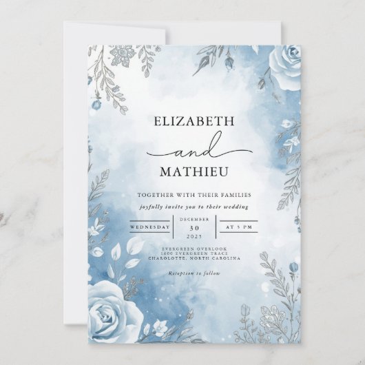 Ethereal Ice Blossom Romance Wedding Einladung (Vorderseite)