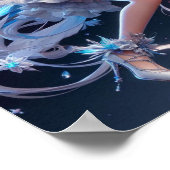 Ethereal Ice Queen Fairy with Flowing White Hair Poster (Ecke)