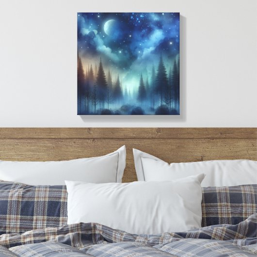 Ethereal Indigo Forest – Back to School Art Leinwanddruck (Insitu (Schlafzimmer))