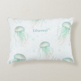 Ethereal jellyfish throw pillow teal dekokissen