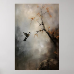 Ethereal Kolibri-Malerei Vintage Vogel Wand Poster