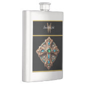 Ethereal-Kreuzfibel mit blauen und grünen Steinen Flachmann (Rechts)