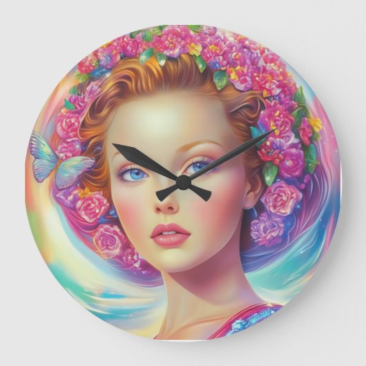 Ethereal-Kronenportrait Große Wanduhr (Vorderseite)