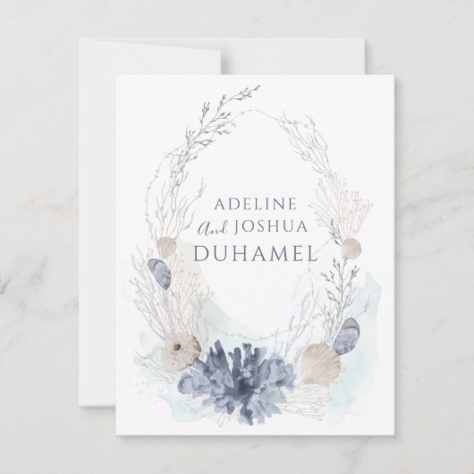 Ethereal Küste Koral Seashell Couple Mitteilungskarte (Vorderseite)