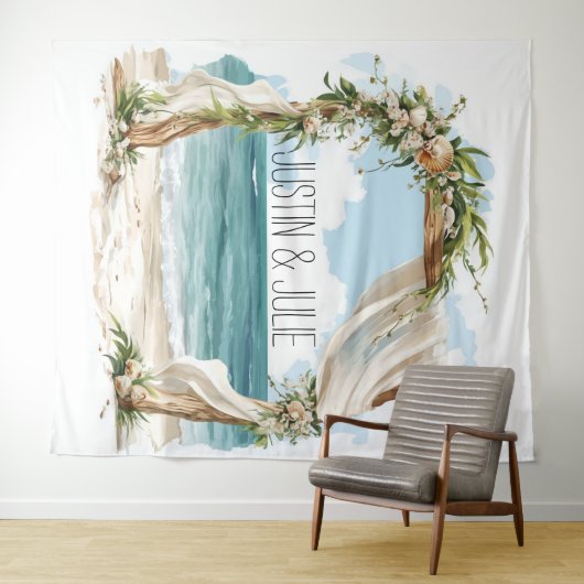 Ethereal Küstenlinie Arch - Küste Elegante Hochzei Wandteppich (Beispiel (Horizontal))