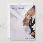 Ethereal Lavender Violet Photo Wedding Thank You Dankeskarte (Vorderseite)