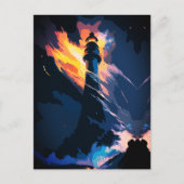 Ethereal Leuchtturm - Dramatisches Meer Postkarte (Vorderseite)