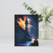 Ethereal Leuchtturm - Dramatisches Meer Postkarte (Stehend Vorderseite)