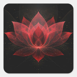 Ethereal Lotus Blume - Crimson Red Black Floral Quadratischer Aufkleber