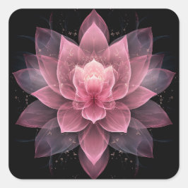 Ethereal Lotus Blume - Hellrosa Schwarze Flora Quadratischer Aufkleber