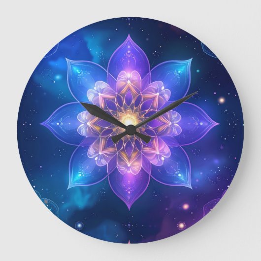 Ethereal Lotus Cosmic Gllow Wall Uhr (Vorderseite)