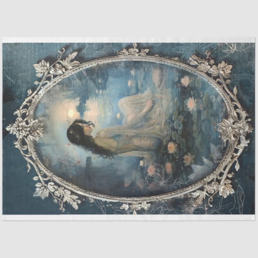 Ethereal Lotus Moon Portrait & Fantasy Seidenpapier (Vorderseite)