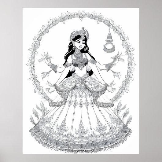 Ethereal Lotus Queen Illustration Poster (Vorne)
