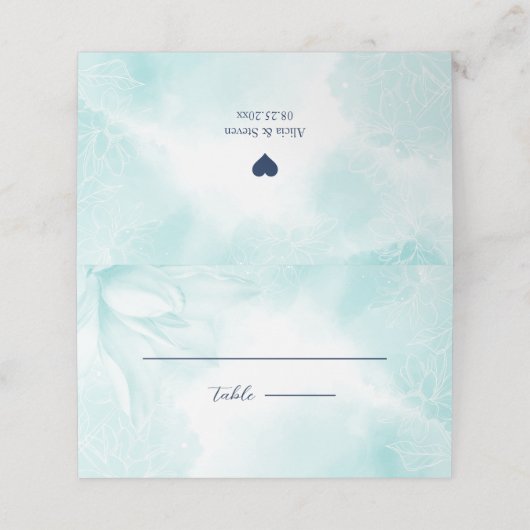 Ethereal Magnolia Blume, Hochzeit Platzkarte (Außenseite Aufgefaltet)