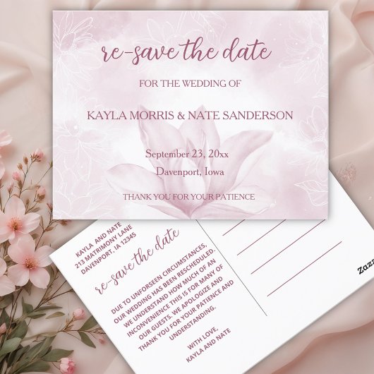 Ethereal Magnolia Blume, Hochzeit Save the Date Postkarte