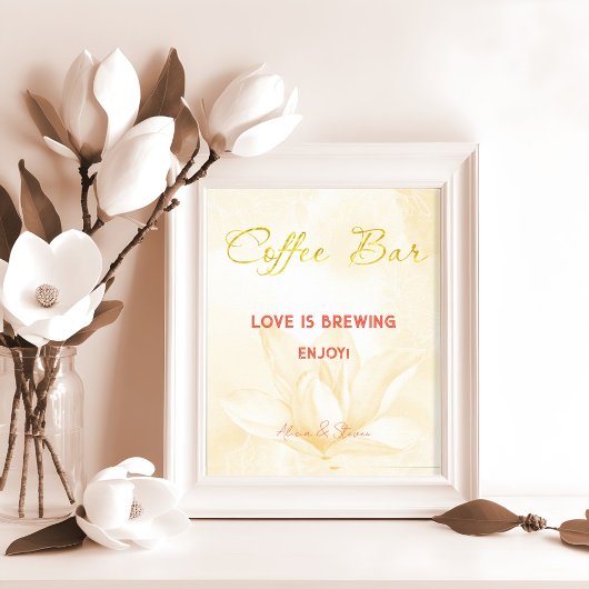 Ethereal Magnolia Blume, Hochzeitcoffee Bar Poster
