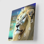 Ethereal Majestic Lions Quadratische Wanduhr (Winkel)